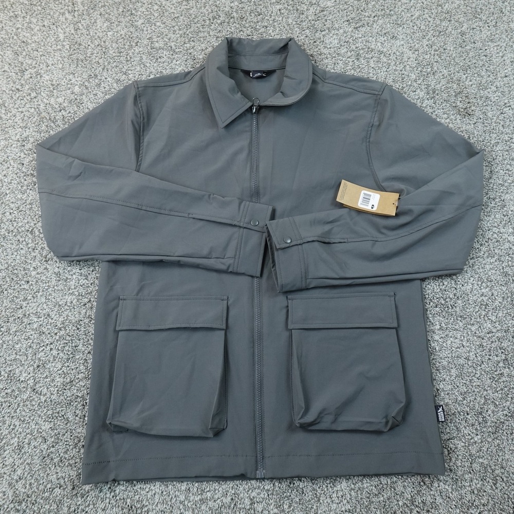 NEW Eddie Bauer Jacket Mens M Gray Softshell Full Zip Field Coat Outdoor Hiking